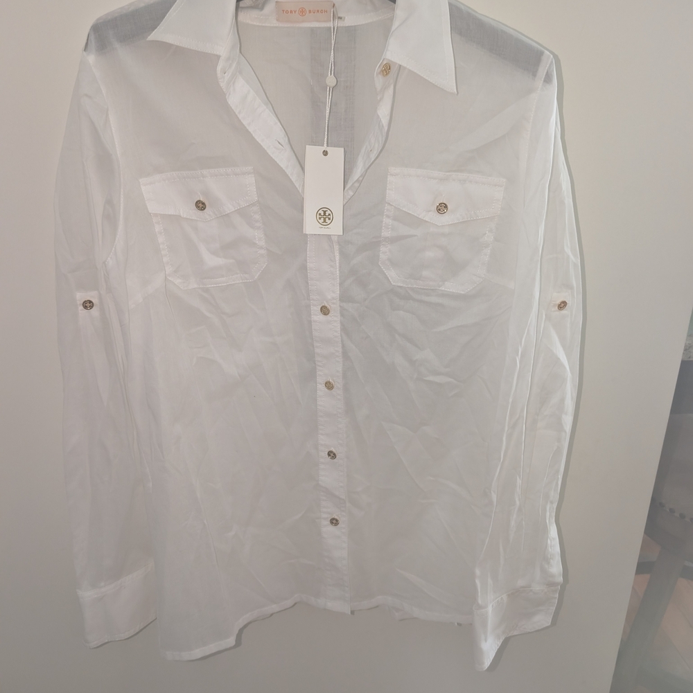 Tory Burch White Casual Button Down Shirt